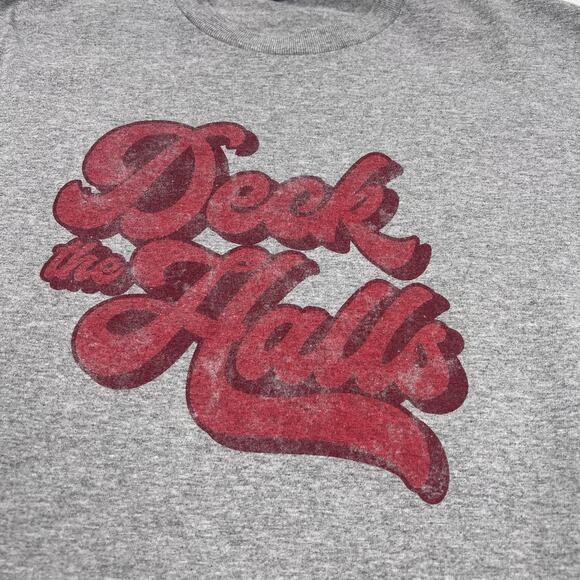Gildan Mens Gray Deck The Halls Christmas Holiday Short Sleeve T-Shirt Sz M - Picture 2 of 10